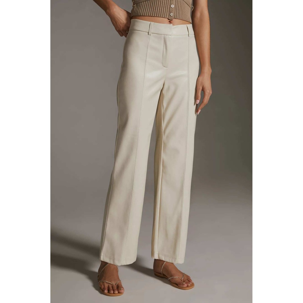 Avec Les Filles Women Beige‎ High Rise Wide Leg Trousers Antrho Pants